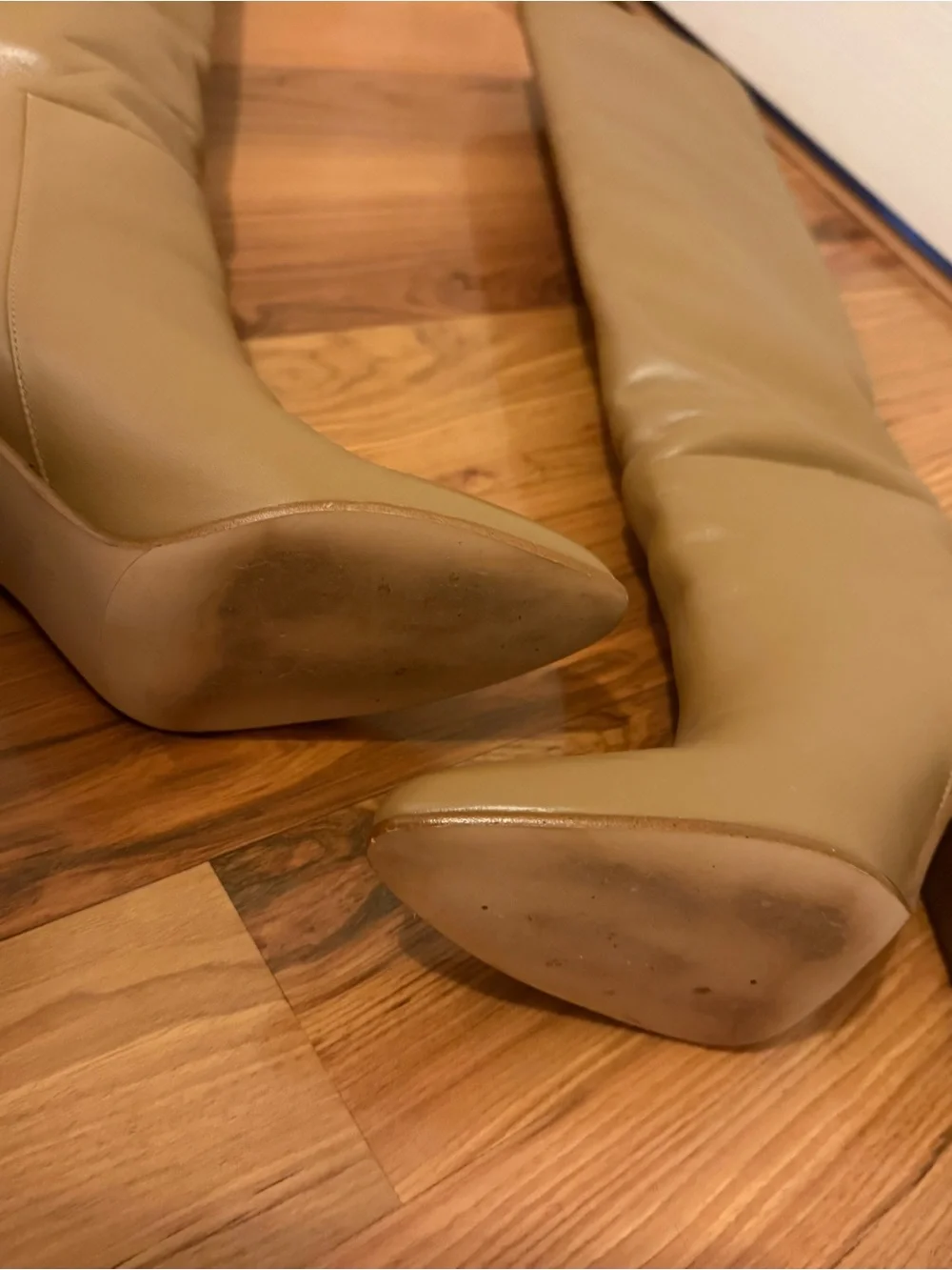 Zara Tan Over-the-Knee Leather Boots